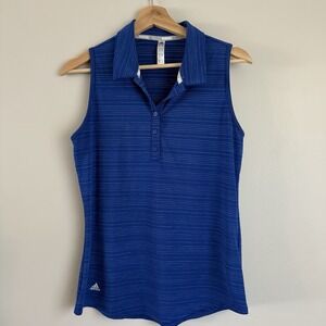 Adidas Womens Blue Heather Collared Sleeveless Polo Shirt Size‎ Medium